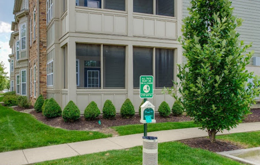Dog park at Hamilton Luxury Apartments. Dog park at Fishers apartments.